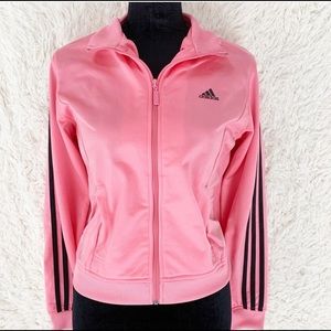 ADIDAS Pink & Black Stripe Zip-up Track Jacket